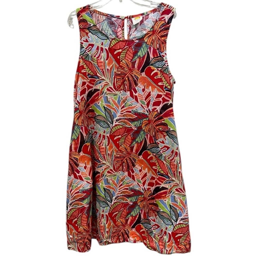C&C California tropical bright colorful beach linen dress size medium